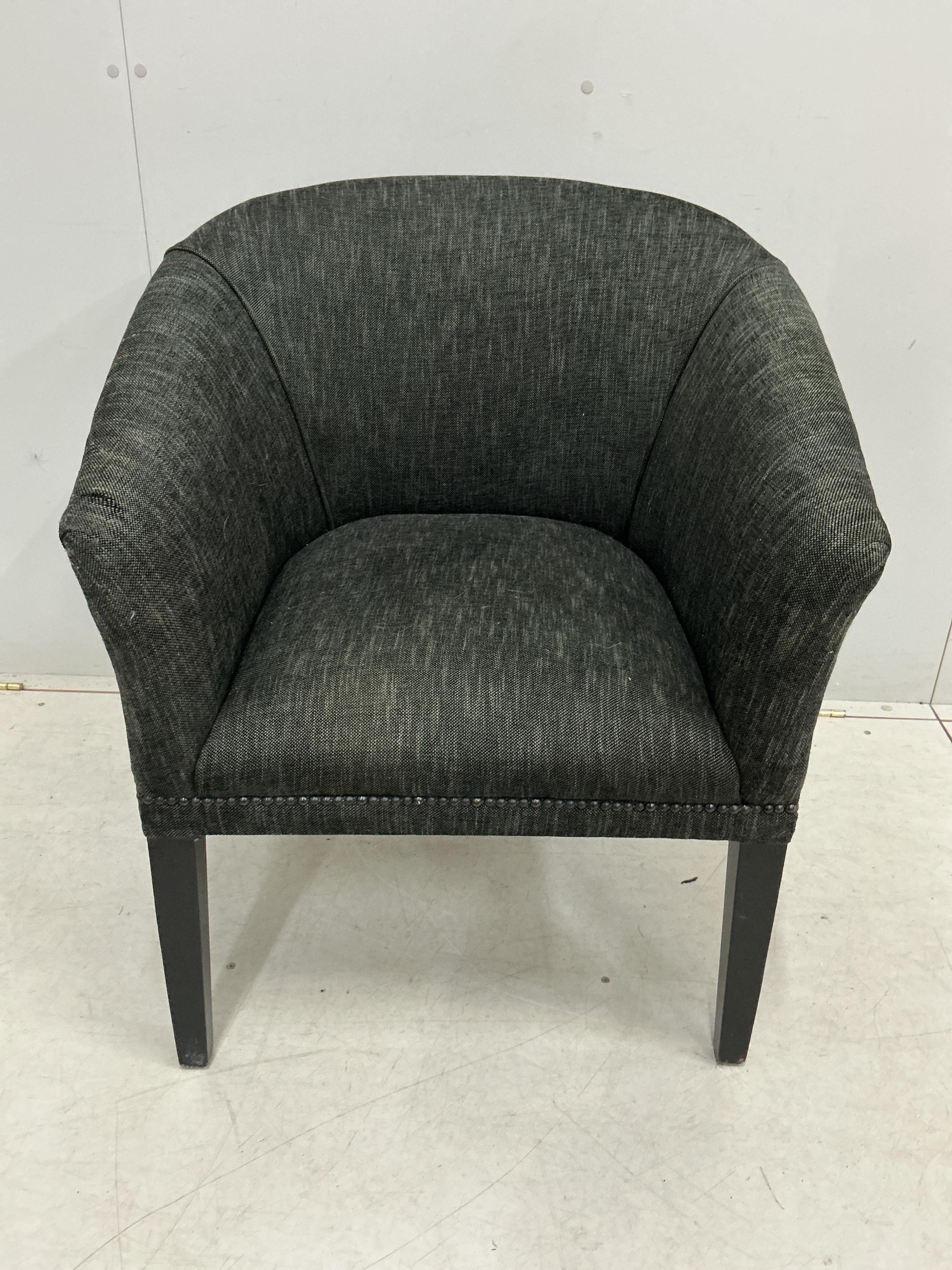 A modern upholstered tub framed side chair, width 69cm, depth 54cm, height 80cm